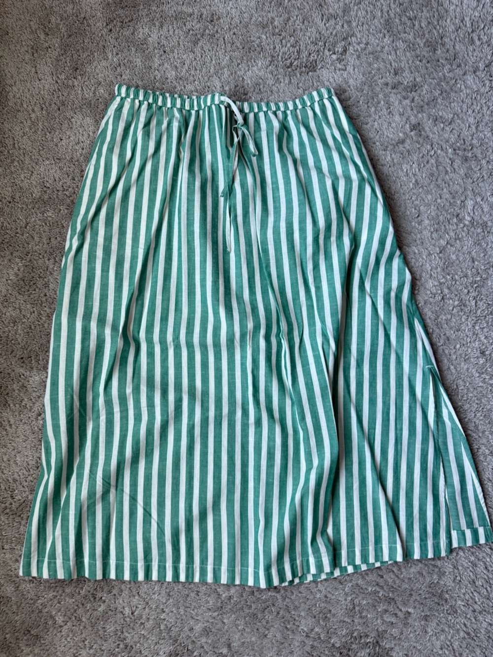 Universal Thread Green & White Vertical Stripe Drawstring Maxi Skirt